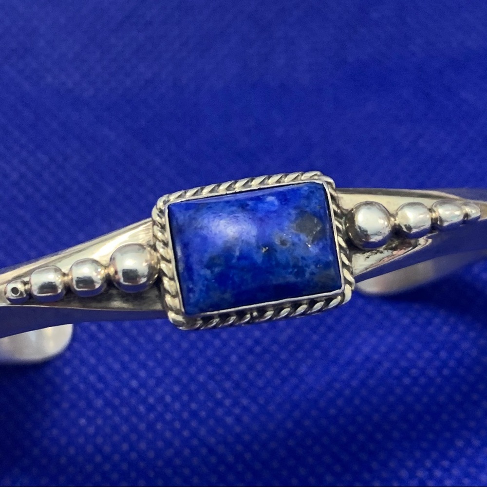 Native WA Sterling Silver Blue Lapis Cuff Bracelet